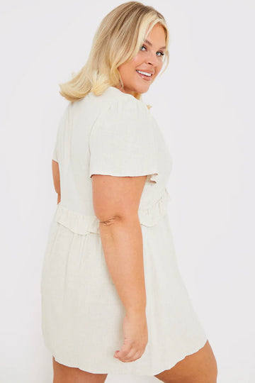 Linen Frill Detail Smock Dress